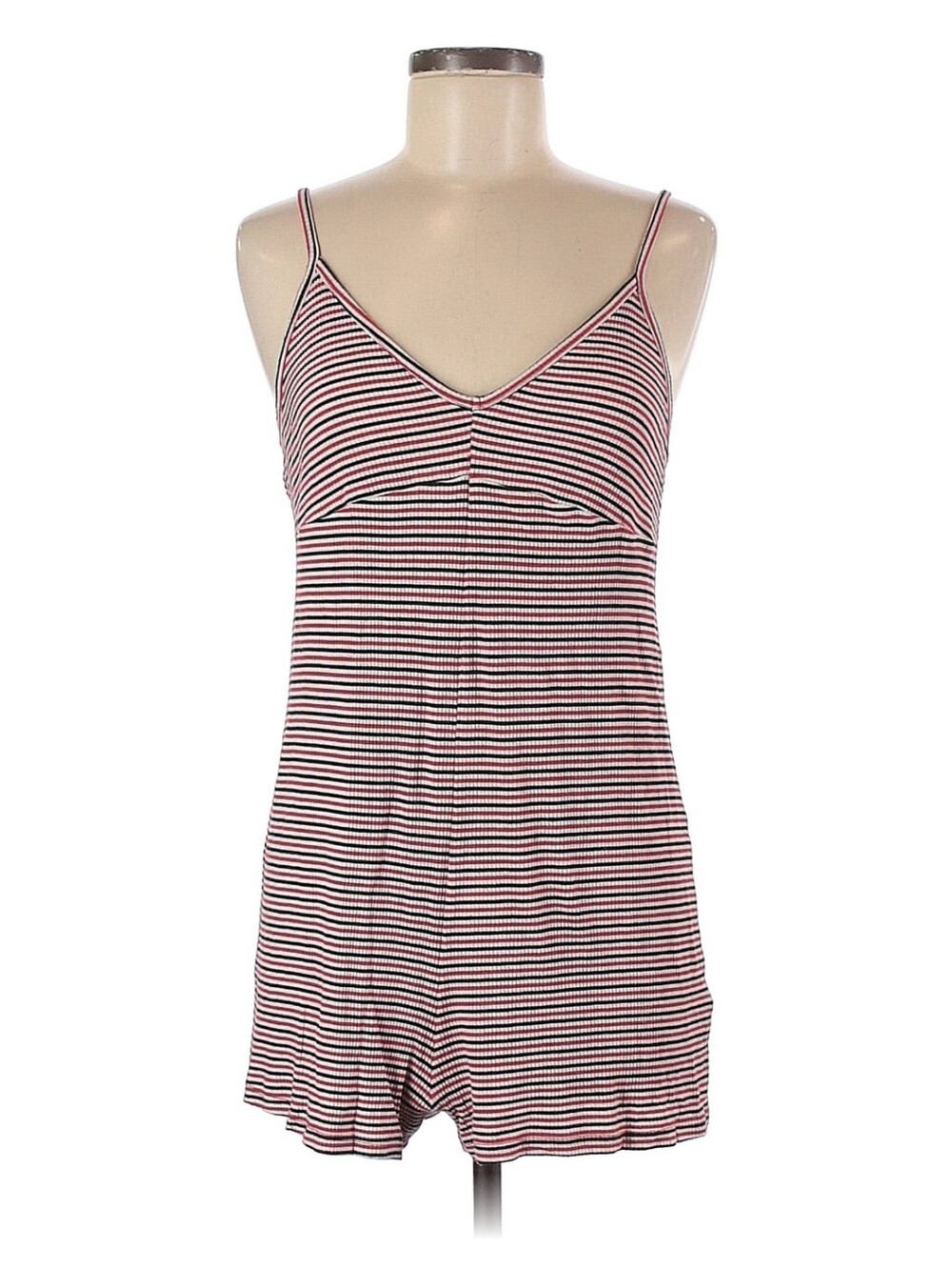 Topshop Black, Red & White Striped Spaghetti Strap Romper